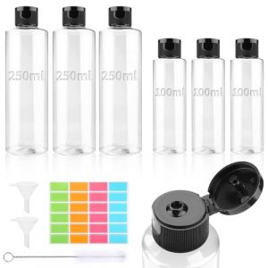 TXXATX 6 Pièces Flacon Voyage Flacon Voyage Avion 100 ml Flacon Vide Voyage 250 ml Contenant Voyage Transparente Recipient Voyage avec Entonnoir Flacon Avion pour Shampoing Gel Douche Travel (JiaFangTrading, neuf)