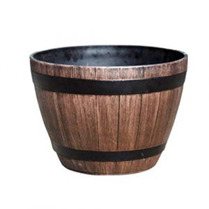 Hidyliu Pot de Fleur tonneau Bois Decoration Grand de Jardin en résine Imitation tonneau de Bois de décoration de la Maison Style Rustique (DIYANGHUICHENGSHANGMAO, neuf)