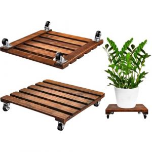 Cnwinu Lot de 2 roulettes pour plantes, pot de fleurs, soucoupe avec roues verrouillables &agrave; 360 &deg;, planche &agrave; roulettes robuste en bois avec int&eacute;rieur et ext&eacute;rieur, r&eacute;sistant aux intemp&eacute;ries, dessous (Cnwinu, neuf)
