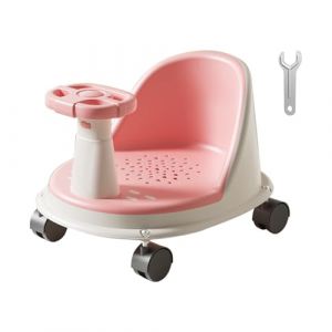Siege De Bain Pour Bebe, Siege Bain Bebe 6 Mois, Anneau De Bains Avec Poulie, Tabouret Douche Avec Cl&eacute; Et Ventouses, Confortable, Antid&eacute;rapant, Pour Assis, 38x30x18cm, rose (junsor, neuf)
