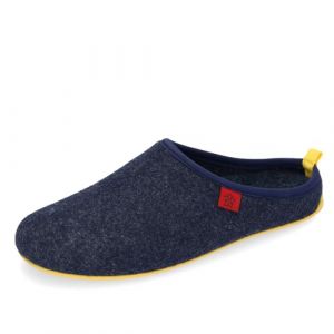 Andr&eacute;s Machado - Chaussons pour Homme et Femme pour l&acute;Hiver - Slippers - DYNAMIC - Tige et doublure en laine - Pantoufles ouvertes &agrave; l&acute;arri&egrave;re &ndash;Semelle souple - Bleu et Jaune, EU 44 (Andr&eacute;s Machado, neuf)