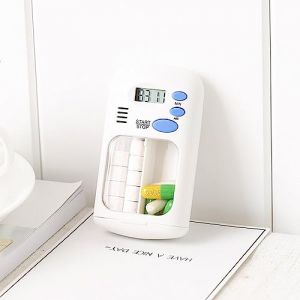 Pilulier &eacute;lectronique, Pilulier de Poche de Voyage avec Alarme &eacute;lectrique, Distributeur de M&eacute;dicaments Portable pour Compartiments D'huile de Poisson Vitamin&eacute;e (DedalanW, neuf)