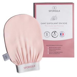 Gant exfoliant SOIE | Favorise le renouvellement cellulaire et enlève les peaux mortes sans savon. Gant en soie idéal pour les gommages sur peaux sensibles et plus doux que le gant kessa ou crin (SFORSILK, neuf)