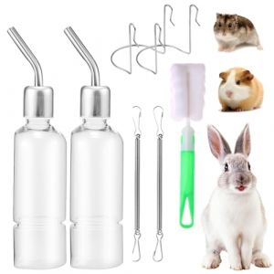 2 Pièces Biberon Lapin, Biberon Cochon d'Inde, Biberon Hamster Petite Bouteille d'eau, Abreuvoir pour Les Rongeurs - Abreuvoir Lapin Mangeoire Lapin Dispensateur d'eau pour Les Petits Animaux(180ML) (UNSTOP, neuf)