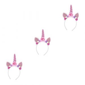 Beaupretty 3 Pièces Bandeau Licorne Bandeau Oreilles De Licorne Accessoires Pour Cheveux Licorne -tête Corne à Paillettes Bandeau Arc-en-ciel Bandeau Cosplay Licorne Plastique Rose (lorianca, neuf)