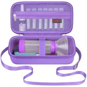 Elonbo Boîte de transport d'inhalateur d'asthme, joint d'inhalateur pour enfants et adultes, masque, support d'inhalateur sac d'organisation de voyage d'asthme, violet (boîte seulement) (Elonbo store, neuf)
