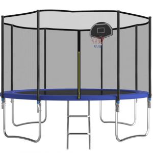 Redkid, Trampoline d'ext&eacute;rieur &Oslash; 305/366 cm, trampoline de jardin pour enfant avec filet de s&eacute;curit&eacute;, &eacute;chelle, planche de panier de basket, charge maximale : 440 livres, bleu (10FT-1,305 cm) (HJ INTERNATIONAL, neuf)