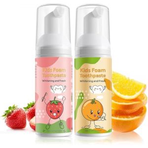 Moulis Dentifrice Enfants Mousse, Dentifrice Blanchissant à Faible Teneur en Fluorure, Réduit la Plaque, Dentifrice Mousse Enfant en Bas âge Pour Brosse à Dents en Forme de U (Fraise & Orange) (shaoshaoshop, neuf)