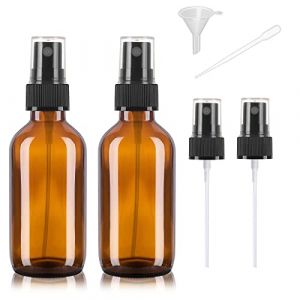 2Pcs 60ml Flacons en Verre Ambre Vide,Flacon Pulvérisateur en Verre,Petit Flacon Vaporisateur de Voyage,Flacon Vaporisateur Vide Verre,pour les huiles essentielles,les cheveux,les parfums (changchuidai, neuf)