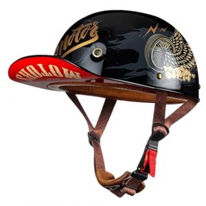 Moto Casquette De Baseball Demi-Casques De Moto Scooter Cyclomoteur Casques À Face Ouverte Hommes Et Femmes Casque Mobylette Moto Bols ECE Homologué Vintage Casque Jet 7,XL:61-62CM (LvQiuLian, neuf)