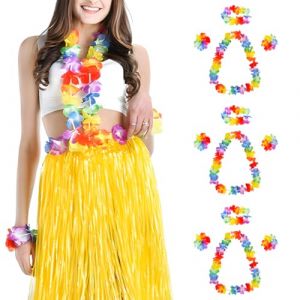 EIYVPRA 12 Pi&egrave;ces Tropical Hawaien Lei Luau Fleurs Color&eacute; Colliers, Collier de Fleur Hawaien, Collier Fleurs Hawaien pour Plage Th&egrave;me D&eacute;corations De F&ecirc;te Plage Mariage Pique-Nique F&ecirc;te Party Vacances (qingjian, neuf)