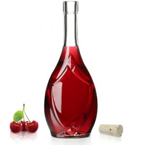 KADAX Bouteille en verre avec bouchon en liège étanche - Motif raisin - Récipient en verre pour liqueurs de fruits, vin vide - 500 ml - 1 pièce (KADAX, neuf)