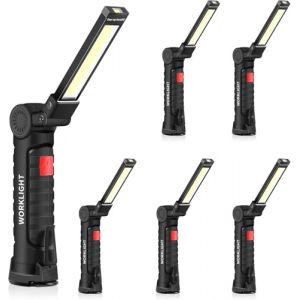 ONEVER 6 Pi&egrave;ce Lampe de Travail Baladeuse Sans fil LED Rechargeable Lumens COB Portable Lampe Mecanicien avec Base Magnique et Crochet pour r&eacute;paration (nutrition shell, neuf)