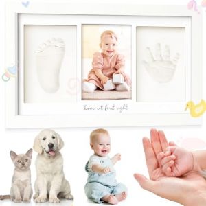 Oneroomone Cadre Empreintes B&eacute;b&eacute;, Kit Empreinte Pieds et Mains Beb&eacute; pour Cadeau Nouveau N&eacute; Naissance, Cadre Photo B&eacute;b&eacute; avec Pl&acirc;tre Argile pour Main Pied - D&eacute;coration Enfant Personnalis&eacute;e - 0 &agrave; 6 mois (Oneroomone, neuf)