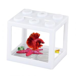 Tomotato Petit Aquarium Betta Transparent en Acrylique - Miniature Portable Carré, Kit Décoratif pour Poissons, Tortues, Maison, Bureau (Tideter, neuf)