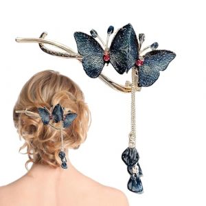 Épingle à cheveux papillon – Pinces à cheveux papillon | 2 pinces à cheveux papillon | Pinces à cheveux décoratives en forme de papillon | Pince à cheveux papillon | Chaîne à cheveux en strass pour (xuelan, neuf)