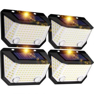 K Kasonic Lampes de Clôture Solaires à Double Capteur, 6500K Lumières Solaires Étanches avec Angle d'Éclairage de 300° pour le Jardin, Lot de 4 Lumières Solaires Murales Extérieures pour la Maison (CostechUK, neuf)