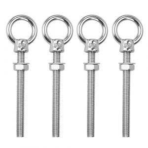 Boulons à Oeil Long M10 x 120mm Vis Anneaux de Levage Filetage Mâle en Acier Inoxydable, Piton a Oeil avec Écrou et Rondelles pour Fixation et Suspension 4 Pièces (AMPHOLY VORTEXA S.R.L., neuf)