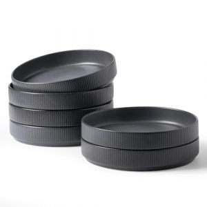 Richmount Star - Lot de 6 Bols &agrave; P&acirc;tes et Bols &agrave; Soupe en C&eacute;ramique pour Cuisine et Table，Assiettes &agrave; P&acirc;tes - Passent au Micro-ondes et au Lave-vaisselle,Brillant Mat Charbon Fonc&eacute; (Famiware-EURO, neuf)