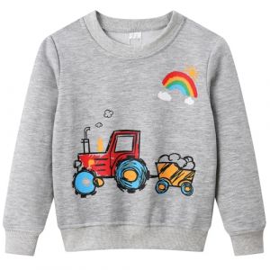 Dinopjs Pull pour gar&ccedil;on, sweat-shirts chauds, sweat-shirts classiques de dessin anim&eacute;, tracteur, dinosaure, dragon volant, arc-en-ciel, t-shirt de sport &agrave; manches longues en coton pour enfants de 2 &agrave; (Dinopjs-FR, neuf)