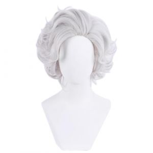 RiRaku Anime Cosplay Perruque Astarion Gray White Short Curly Halloween Costume Cosplay Perruque,pour F&ecirc;te Carnaval No&euml;l (ZouPingPengQiJianZhuGongChengYouXianGongSis, neuf)