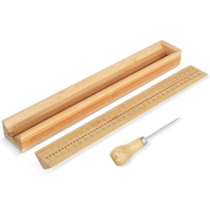 Whemyreat Lot de matrices de découpe et reliure en bois de 32 cm avec alêne, outils pour bricolage, reliure de livres et accessoires de couture, berceau de découpe (prunejuices, neuf)