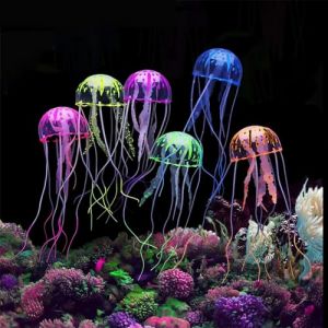 M&eacute;duse Silicone, M&eacute;duse Artificielle - Ornement d'Aquarium de M&eacute;duses Artificielles, D&eacute;coration d'Aquarium, Glowing Effect Silicone Artificielle D&eacute;coration pour Fish Tank, Aquarium Paysage, 6 Pi&egrave;ces (RedOceansM, neuf)
