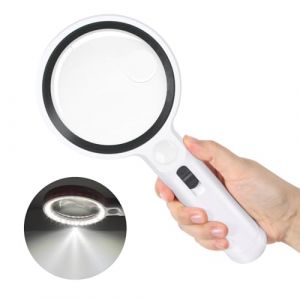 Loupe de lecture avec 31 lumières LED, 5X 13X 20X Grossissante avec Lumière 2 Modes D'éclairage, Loupe Eclairante pour Lecture, Bijoux, Seniors, Malvoyant, Observation et Travaux Manuels (Ntrjtrss, neuf)