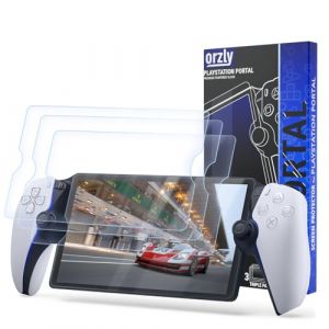 Orzly Protecteur d'écran en verre pour accessoires de poche pour lecteur à distance Playstation Portal (paquet de 4) - Édition à vie en verre trempé (Syntiga Europe - FR, neuf)
