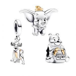 RMMY Elephant Lion Bear Charm Pendentif pour Bracelet Collier Fête des mères Cadeau pour les Femmes 925 Perles en Argent Sterling avec Zirconium Bijoux (LINPINGXI, neuf)