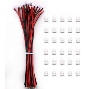 VISSQH 30 Paires(60Pcs) JST Connecteur avec C&acirc;ble &Eacute;lectrique 150mm 28AWG,JST1,5 ZH 2 Pin Connecteur M&acirc;le et Femelle,Micro JST Connecteur C&acirc;ble Prise et Femelle (VISSQH, neuf)
