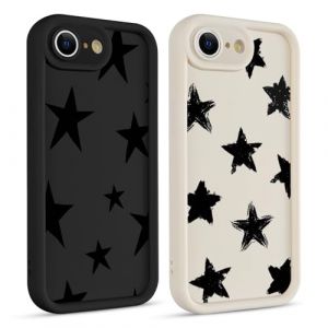 Coiwxmoi 2 Pi&egrave;ces Coque pour iPhone 16e/SE 4/SE 2025 6,1", Aesthetic &Eacute;toile Mignon Star Motif Design &Eacute;tui pour Femmes Fille, Silicone Housse Cam&eacute;ra Protecteur Y2K Cover Case pour iPhone SE 4, Noir (TERRA NOVA DISTRIBUTORS, neuf)