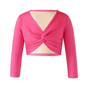 CHICTRY Bol&eacute;ro Enfant Fille Haut de Danse Classique Cache-Coeur de Ballet Blouson Manches Longues Gilet Cardigan Veste Manteau de F&ecirc;te C&eacute;r&eacute;monie Mariage 2-12 Ans Rose Vif 9-10 Ans (chictry, neuf)