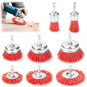 Lot de 8 brosses en nylon pour perceuse - Brosse en nylon avec tige hexagonale de 1/4" - Meuleuse d'angle pour nettoyer et enlever la rouille, la couleur et la corrosion (OJTOJT, neuf)