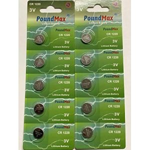 Piles Bouton au Lithium PoundMax 1220 CR1220 DL1220 3 V, Paquet de 10 (TechWorldHaven, neuf)