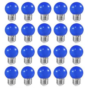 ZFQ Lot de 20 Ampoule LED Couleur E27 2W &eacute;quivalente 20W E27 Ampoule &eacute;conomie Guirlande lumi&egrave;re de golf Bleu LED Ampoules Multicolore pour Maison Bar F&ecirc;te D&eacute;coration d'ambiance (ZFQ, neuf)
