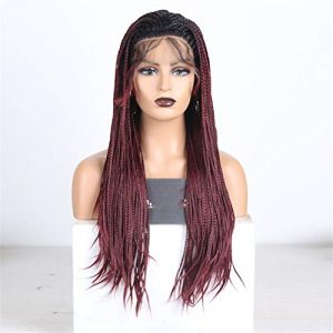 Perruques Avant Synth&eacute;tiques Perruque Tress&eacute;e De Couleur D&eacute;grad&eacute;e Pour Dames Perruque Synth&eacute;tique Tress&eacute;e En Fibre R&eacute;sistante &Agrave; La Chaleur De Densit&eacute; De 150%, 22 Pouces (18 Pouces) (ydxdsp, neuf)