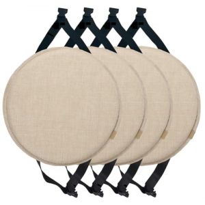 MOODMUSE Lot De 2/4 Coussins De Chaise Ronds avec Attaches,Galette De Chaise for Tabouret Haut,Coussin De Si&egrave;ge Rond for Salle &Agrave; Manger,Cuisine Et Bureau(Beige,45cm (Pack of 4)) (GAOYL, neuf)