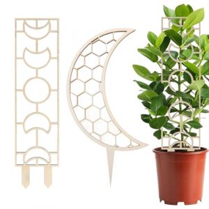 VAEIORP 2 Pi&egrave;ces Tuteur pour Plantes d'Int&eacute;rieur - Treillis en Bois - Support pour Plantes Grimpantes - Tuteurs pour Plantes en Pot - Lune, Nid d'Abeille (Naturel) (shenzishumaoyi, neuf)