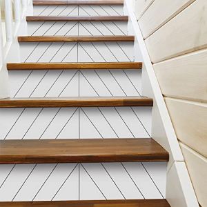 funlife 13Pcs style scandinave Stickers adhésifs escalier, autocollant de contremarche d'escalier Bricolage pour décoration, 18x100cm Chevron blanc pur (Funlife Home Decoration, neuf)