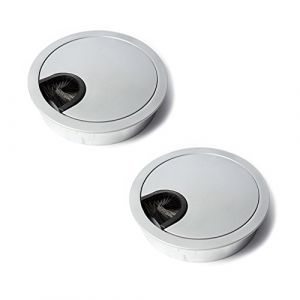 sossai&reg; Passe-c&acirc;ble/Passage de c&acirc;ble/Passe-Fil avec Brosse pour Bureau, Table & Plan de Travail | Set de 2 | KDM1-AL | Design : Aluminium | Diam&egrave;tre : 80 mm | Mat&eacute;riau : m&eacute;tal (Sossai FR, neuf)