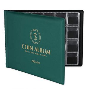 MUROAD Album de Collection pour 240 Pièces de Monnaie, Convient pour Diamètre Inférieur à 3cm, Livre Pieces de Monnaie Collection(Vert) (muroad, neuf)
