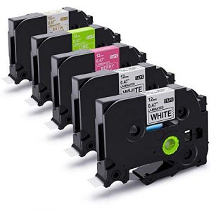 5 x Suminey Ruban pour Étiqueteuse Compatible pour Brother P Touch TZ 12mm x 8m TZe-231 TZe-MQG35 TZe-MQP35 TZe-MQ934 pour Brother P-touch 1000 P1000 H107B H100LB E110 H100LB H200 H105 (Suminey, neuf)