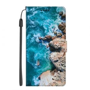 EuoDuo Coque Compatible avec Honor 70 Lite 5G / Honor X8 5G / Honor X6 Étui Rabattable Motif Mer Bleu Housse Antichoc Cuir PU Portefeuille Pochette Magnétique à Clapet Flip Case (VLQI, neuf)