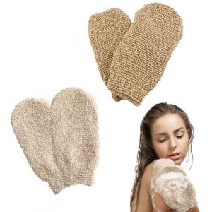 NICEIN 2 Pi&egrave;ces Gants Exfoliants, Gant Exfoliant Corps pour &Eacute;liminer la Peau, Gant Gommage Corps pour Corps et Visage, Gant de Douche Femme et Homme, Gant Exfoliant (Brown + White) (Laitaotao, neuf)