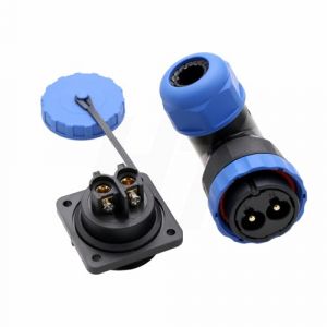 HangTon TY28 Connecteur mâle femelle 2 broches 45 A, prise de montage sur panneau et prise coudée à 90°, connexion à vis sans soudure rapide 28 mm pour alimentation électrique extérieure étanche (Hangton Connect, neuf)