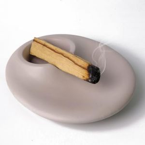 BEYLAB Porte-encens en c&eacute;ramique Palo Santo pour b&acirc;tons d'encens &agrave; la sauge blanche, bol d'encens, bougies, smudge, br&ucirc;leur d'encens, d&eacute;coration minimaliste ciment blanc gris (Beyond Lab, neuf)