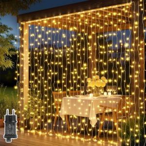 Buudala Guirlande Lumineuse avec T&eacute;l&eacute;commande pour Ext&eacute;rieur - 3x3m, 300 LEDs, IP65, Ampoule LED en mat&eacute;riau F5-PVC Minuterie 8 Modes - D&eacute;coration Jardin, Terrace, F&ecirc;te, Mariage, No&euml;l - Blanc Chaud (PAVLIN TRANS STORE, neuf)