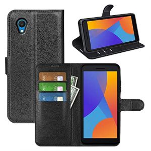 Fertuo Coque pour Alcatel 1 2021, Antichoc Portefeuille &Eacute;tui Housse en Cuir &agrave; Rabat Flip Cover Case avec Silicone Bumper, Porte Carte, B&eacute;quille, Boucle Magn&eacute;tique pour Alcatel 1 2021, Noir (Fertuo Store, neuf)