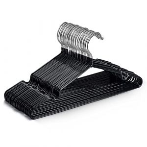KEPLIN Cintres en Métal Revêtus de Caoutchouc Premium - Lot de 20, Gain de Place, Organisation, Rangement, Cintres Robustes pour Armoire, Penderie, Dressing, Porte-Manteaux et Barre-Tringle (Noir) (Desire-London, neuf)
